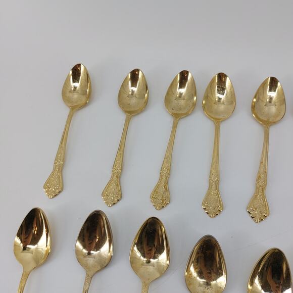 Rogers Stainless Korea Gold Tone Flatware Teaspoons Flatware 15 Pcs - Picture 8 of 10